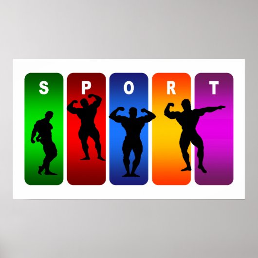 Multicolor Bodybuilding Emblem Poster (Voorkant)