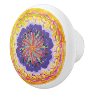 Multicolor Bohemian Floral Ceramic Knob. Keramische Knop