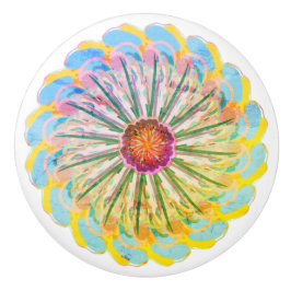 Multicolor Bohemian Floral Ceramic Knob. Keramische Knop