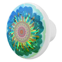 Multicolor Bohemian Floral Ceramic Knob.