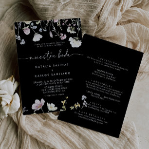 Multicolor Boho Bloemen Voor- & Achterkant Nuestra Kaart