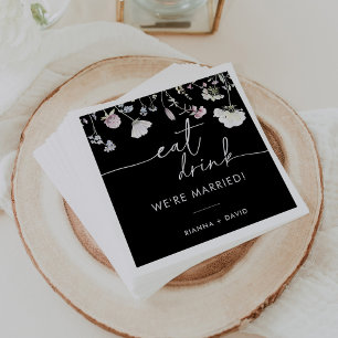 Multicolor Boho Eet Drink We zijn getrouwd bruilof Servet
