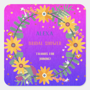 Multicolor Botanicals Bloemrijke Bruiloft Feestje Vierkante Sticker