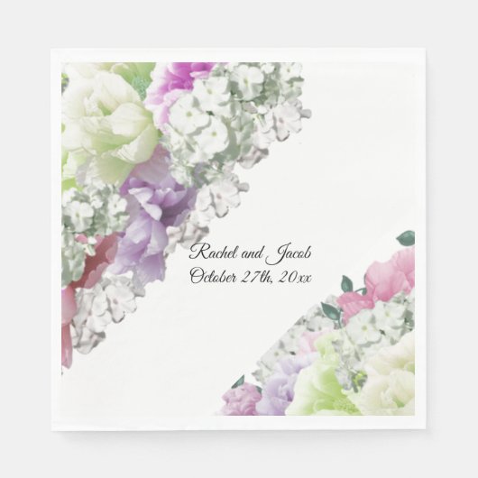 Multicolor Bouquet of Floral Wedding Paper Napkins Servet (Voorkant)