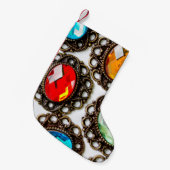 Multicolor broedsels op witte achtergrond kleine kerstsok (Voorkant (Hangend))