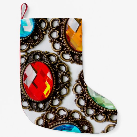 Multicolor broedsels op witte achtergrond kleine kerstsok (Voorkant)