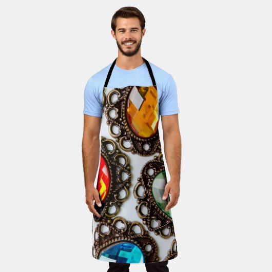 Multicolor broedsels op witte achtergrond schort (Gedragen)