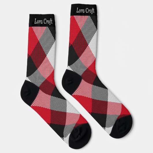 Multicolor Buffalo Plaid Kerst Persoonlijk Sokken (Rechts)