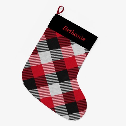 Multicolor Buffalo Plaid Persoonlijk Grote Kerstsok (Voorkant (Hangend))