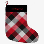 Multicolor Buffalo Plaid Persoonlijk Grote Kerstsok (Voorkant)