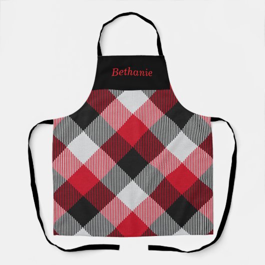 Multicolor Buffalo Plaid Persoonlijke Kerstmis Schort (Voorkant)