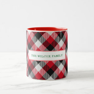 Multicolor Buffalo Plaid Prettig Kerstfeest Tweekleurige Koffiemok