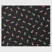 Multicolor Candy Cane Pattern Black Cadeaupapier (Vlak)