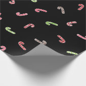 Multicolor Candy Cane Pattern Black Cadeaupapier (Hoek)
