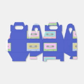 Multicolor cassettebandjes op blauw bedankdoosjes (Uitgevouwen)