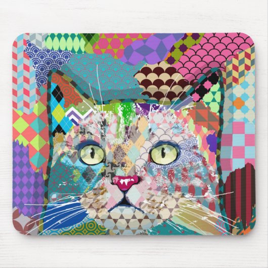 Multicolor cat 671 Patronen Muismat (Voorkant)
