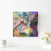 Multicolor Cat 676 Patronen Vierkante Klok (Huis)