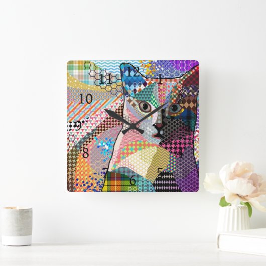 Multicolor Cat 676 Patronen Vierkante Klok (Huis)