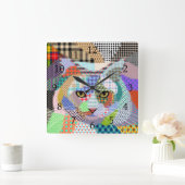 Multicolor Cat 678 Patronen Vierkante Klok (Huis)