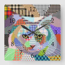 Multicolor Cat 678 Patronen Vierkante Klok