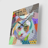 Multicolor Cat 678 Patronen Vierkante Klok (Hoek)