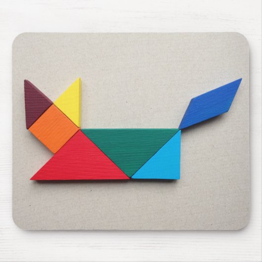 Multicolor cat Tangram Muismat (Voorkant)