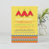 Multicolor Chevron Tipi, Camping Verjaardag Kaart (Staand voorkant)