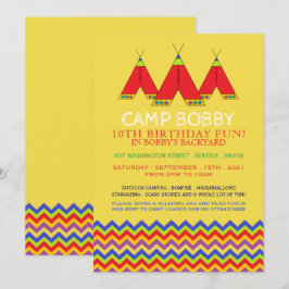 Multicolor Chevron Tipi, Camping Verjaardag Kaart