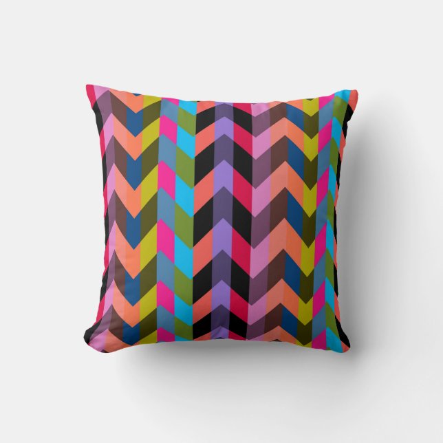 Multicolor Chevron Zigzag 2 Kussen (Voorkant)