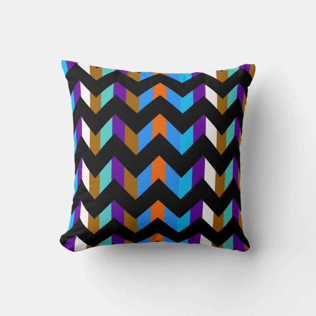 Multicolor Chevron Zigzag 6 Kussen (Voorkant)
