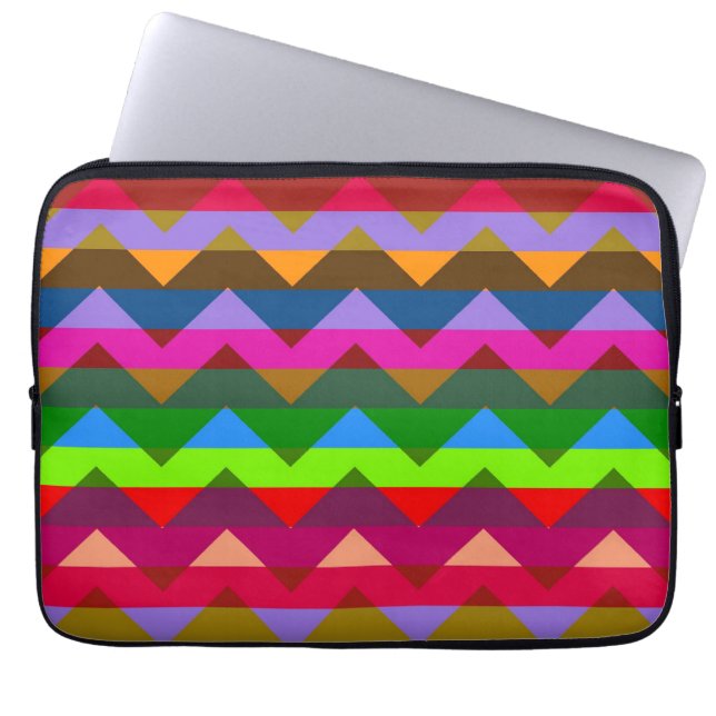 Multicolor Chevron Zigzag Streeppatroon 6 Laptop Sleeve (Voorkant)