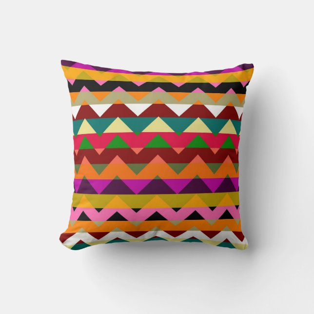 Multicolor Chevron Zigzag Stripe Pattern 11 Kussen (Voorkant)