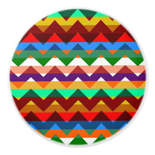 Multicolor Chevron Zigzag Stripe Pattern Keramische Knop (Voorkant)