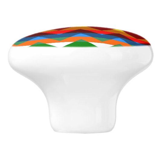 Multicolor Chevron Zigzag Stripe Pattern Keramische Knop (Zijkant)
