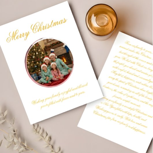 Multicolor Christmas Greeting Card with Family Mes Bedankkaart