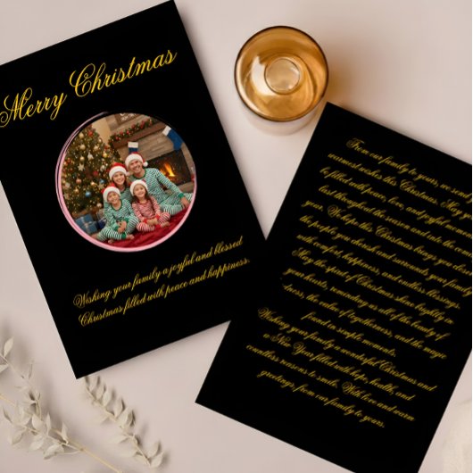 Multicolor Christmas Greeting Card with Family Mes Bedankkaart