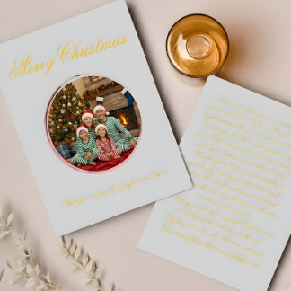 Multicolor Christmas Greeting Card with Family Mes Bedankkaart