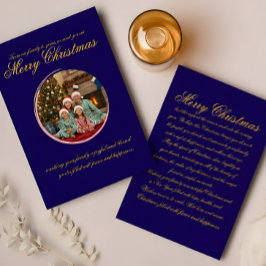 Multicolor Christmas Greeting Card with Family Mes Bedankkaart