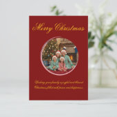 Multicolor Christmas Greeting Card with Family Mes Bedankkaart (Staand voorkant)