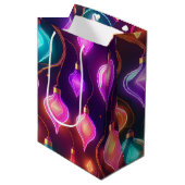 Multicolor Christmas Lights Patterned Medium Cadeauzakje (Voorkant Gekanteld)