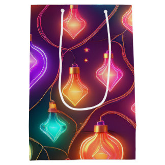 Multicolor Christmas Lights Patterned Medium Cadeauzakje