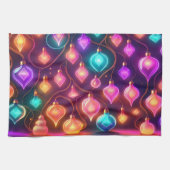 Multicolor Christmas Lights Patterned Theedoek (Horizontaal)