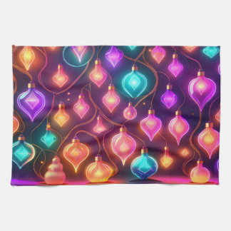 Multicolor Christmas Lights Patterned Theedoek