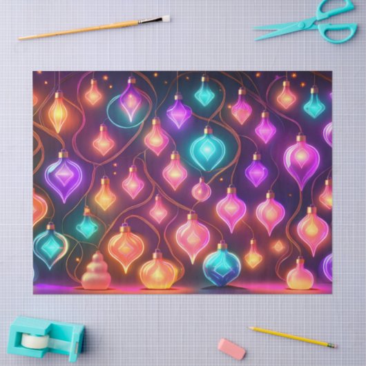 Multicolor Christmas Lights Patterned Tissuepapier (Craft)