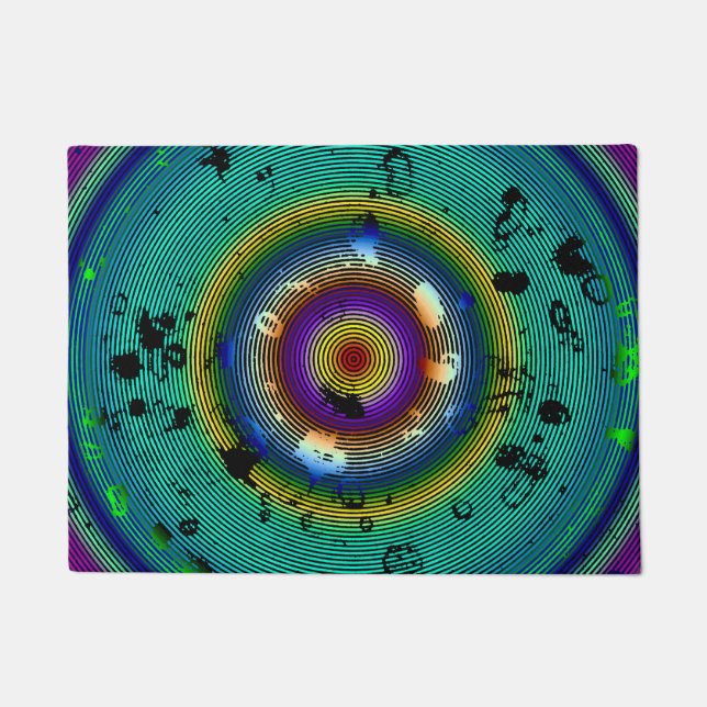 Multicolor Circled Abstract Art Deurmat (Voorkant)