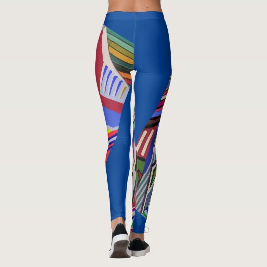 Multicolor collage tekening leggings (Achterkant)