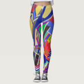Multicolor collage tekening leggings (Voorkant)