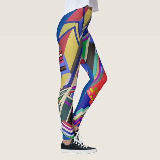 Multicolor collage tekening leggings (Rechts)