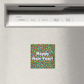 Multicolor Confetti "Gelukkig Nieuwjaar!" Magneet (Insitu (Vaatwasser))