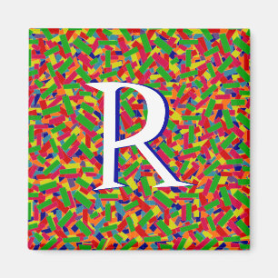 Multicolor Confetti-monogrammen Magneet